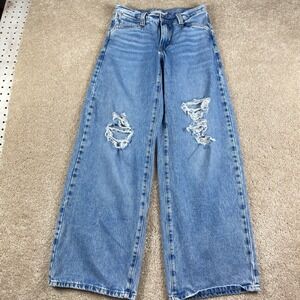 Levis 94 Baggy Wide Leg Distressed Jeans Light Wash Blue W24 L31 A5929-0012